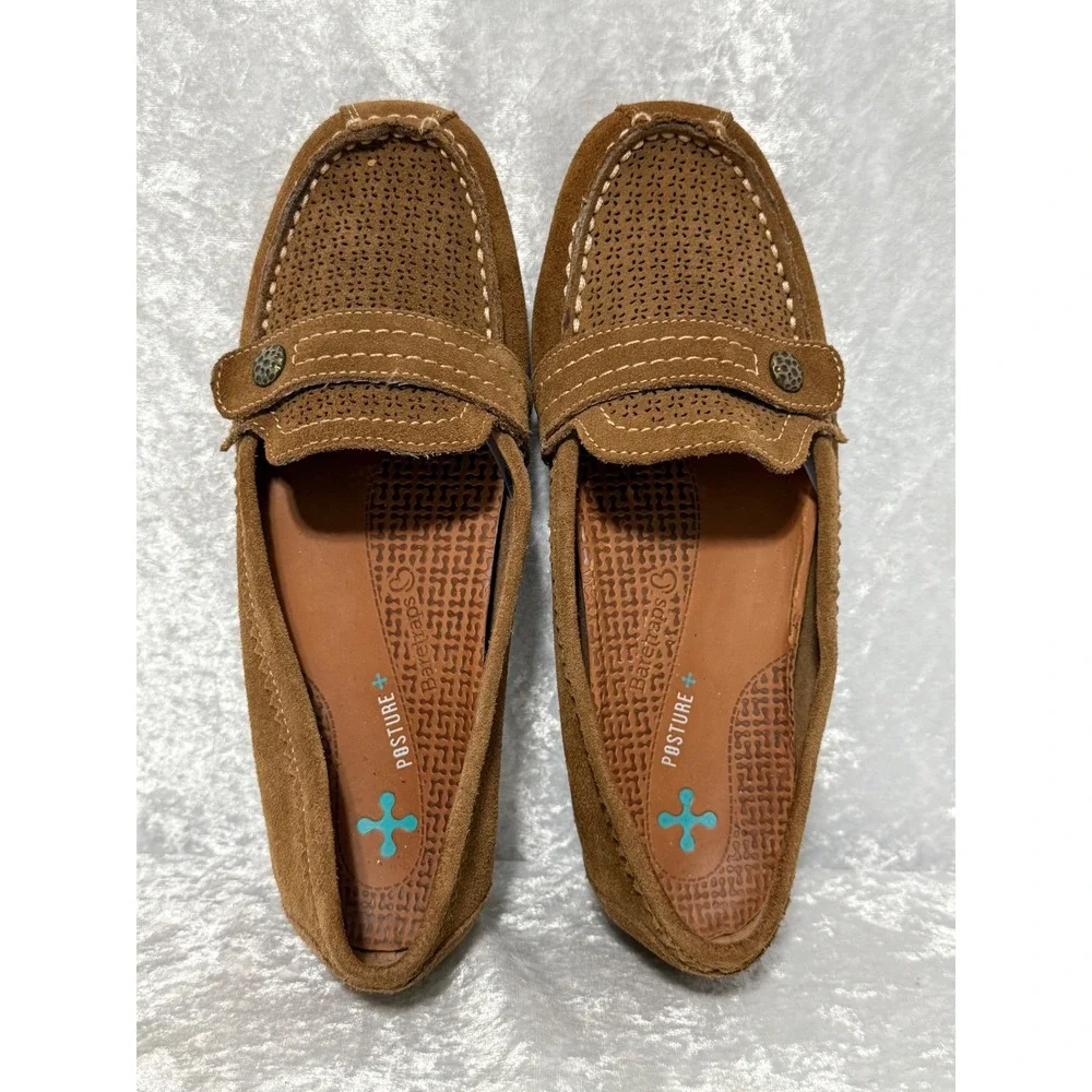 Baretraps Oakes Golden Whiskey Suede Posture+ Perforated  Loafers Womens 7.5M